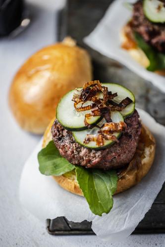 Gouda-stuffed beef burgers